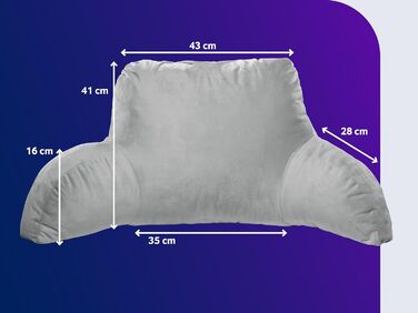 Подушка для сидіння Traumnacht Cozy, подушка для читання, спинка, світло-сіра, знімна, чохол, який можна прати, виготовлений з приємного для шкіри мікроплюшу, виготовлений відповідно до німецьких стандартів якості