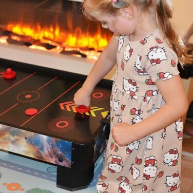 Стіл для аерохокею для дітей віком від 6 років, гра в аерохокей для столів з вентилятором/двигуном, стільниця для аерохокею для 2 гравців, включаючи 4 шт. овхачі, 4 шайби, лічильник рахунків, режим нульової гравітації 102x52x20 см