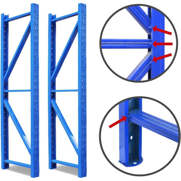 Сталевий надміцний стелаж Area1 200x200x50 см (ВxДxШ) Надійна промислова якість для складів, гаражів або підвалів 200 x 200 x 50 см