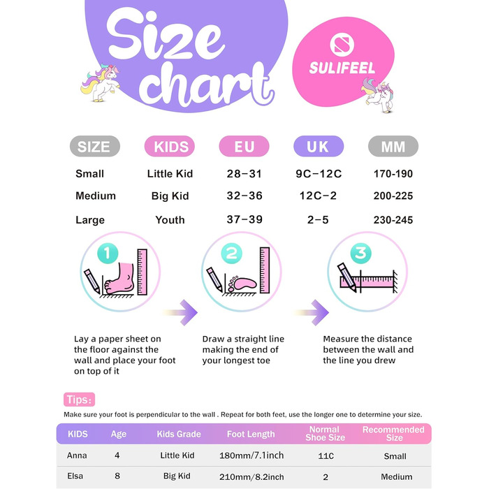 Роликові ковзани SULIFEEL &quotРайдужний єдиноріг&quot чорного кольору з підсвічуванням, для хлопчиків, рожевого кольору, розмір M (32-36 EU / 200-225 мм)