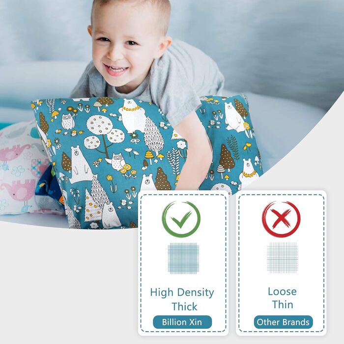 Дитяча подушка з наволочкою, м'яка органічна бавовна, дитяча подушка для сну, можна прати в пральній машині, гіпоалергенна, підход