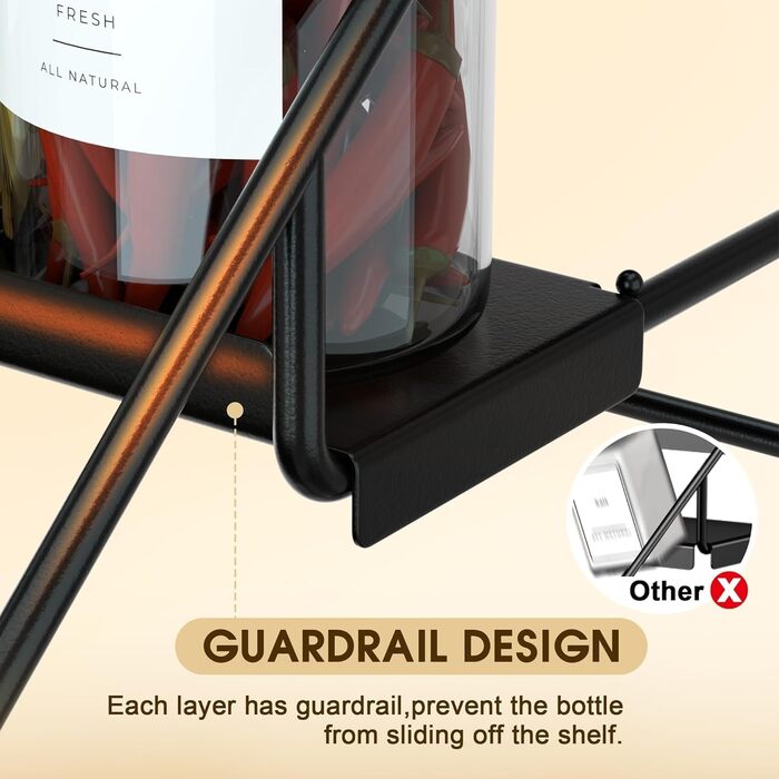 Рівнева металева підставка для спецій Jolitac, кухонна підставка для спецій, не потребує свердління, органайзер для спецій для кухні, шафи, комори, стільниці, 4-