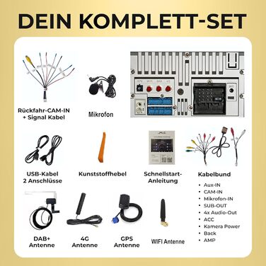 Авторадіо для VW Golf 5/6 Passat Touran Tiguan T5 / Skoda/SEAT (RNS/RCD Ersatz) 8&39 QLED, 4GB64GB, CarPlay/Android Auto, 4G-SIM, DAB (включ. антена), інтегрований CANBUS, 8V7-L2 Android 14