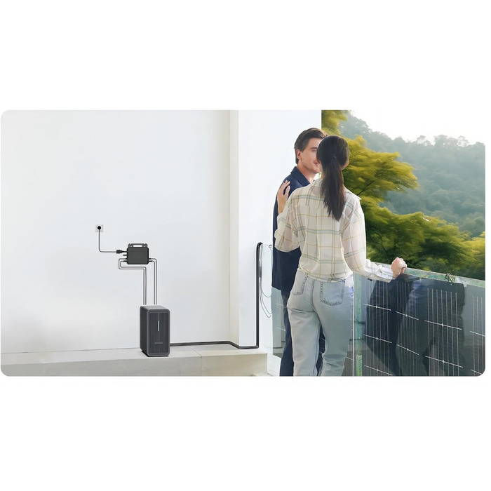 Балконна електростанція з накопичувачем B2500, 6000 циклів зарядки, макс. 1600 Вт. Вхідна потужність 1600 Вт та вихідна потужність 800 Вт. Можливість розширення до 8960 Втгод, IP65. 0 ПДВ включено - Тільки для приватних осіб.