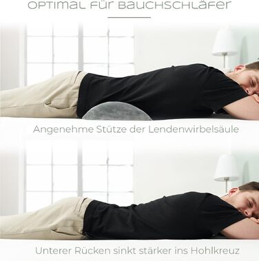 Ергономічна подушка для поперекової опори WELL B4 для ліжка та дивана - Поперекова опорна подушка для підтримки спини лежачи - Подушка для лордозу поперекового відділу хребта - Подушка для підтримки спини, Поперекова опорна подушка - СІРА