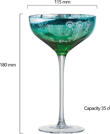 Келихи для шампанського Peacock Glass, різнокольорові Модерн, 51186pk2