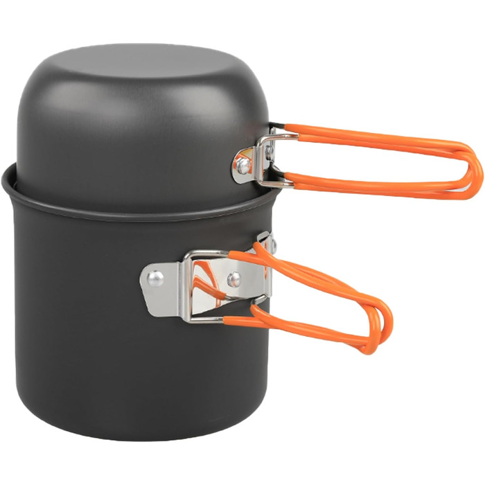Посуд для кемпінгу та пікніків, набір туристичного посуду з антипригарним покриттям, каструлі та сковороди для приготування їжі на відкритому повітрі, для походів, трекінгу та подорожей з рюкзаком