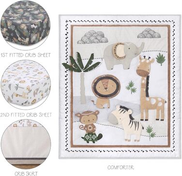 Комплект постільної білизни для дитячого ліжечка Peanutshell Safari для хлопчиків або дівчаток, 4-х місний комплект постільної біл