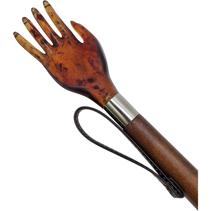 Ювелірний ріжок DELFA 57 см, ріжок для взуття зі скребковою ручкою та стрижнем з коричневого дерева