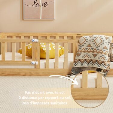 Дитяче ліжко LEADZM 2-в-1 Монтессорі з відкритими дверима, захистом від падіння та рейковою основою, дитяче ліжечко, підліткове, односпальне ліжко (натуральний розмір 140x200) - 2 розміри, вантажопідйомність до 300 кг, трансформоване