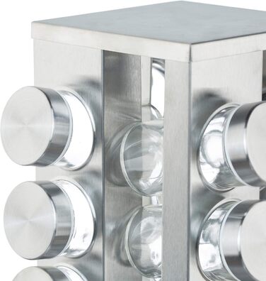 Карусель спецій Relaxdays з 16 баночками для спецій, що обертається на 360, прозорі банки для спецій для посипання, нержавіюча ста