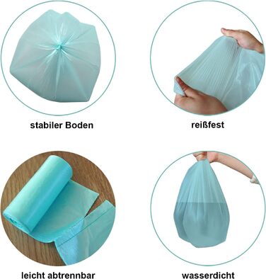 Компостовані пакети для сміття об&39ємом 35 літрів, 100 шт. Компостовані, біорозкладні пакети для сміття, виготовлені з рослинних матеріалів, сертифіковані та перевірені за стандартом DIN EN 13432, стійкі до розривів та водонепроникні.