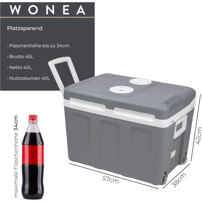 Електричний холодильник об&39ємом 45 літрів, 12 В, 230 В, охолодження та обігрів, термоелектричний холодильник на колесах, для автомобіля, вантажівки, міні-холодильника, термобоксу для автомобіля, човна, кемпінгу, тихий еко-режим