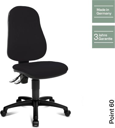 Офісне крісло, стілець для столу, тканина, обертовий, чорний, 44Г x 45Ш x 113В см, 60