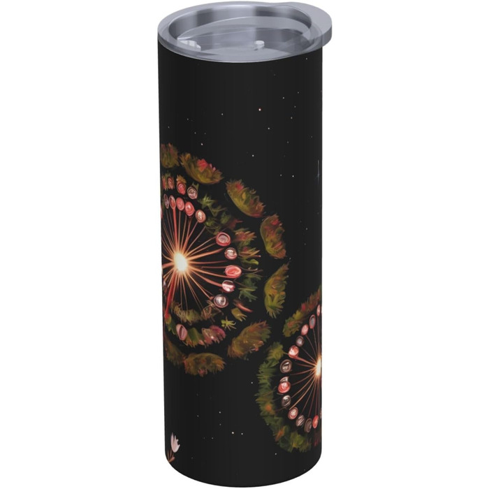 Кухоль з прямою трубочкою, 590 мл, дизайн зірки з кульбаб, друкований, дорожній кухоль, підходить для кемпінгу, офісу та дому