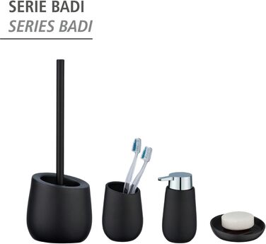 Мильниця WENKO Mod. Badi Black, високоякісна кераміка з матовою поверхнею, мильниця простої, однотонної форми чорна 3 x 11,5 x 11,