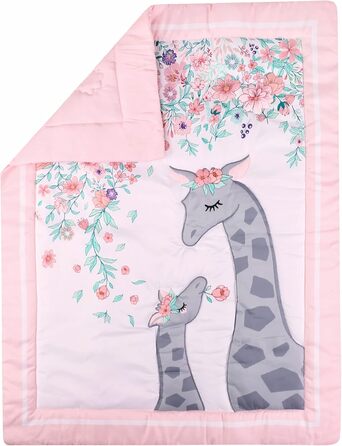 Комплект постільної білизни Jupeollon для дівчаток, жираф, квітковий візерунок, дитяча, дитяче ліжечко, 4-спальне простирадло, ліж