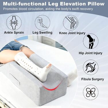 Подушка для підняття ніг, опори для ніг з ручкою та блискавкою, відштовхувальна губка, подушка для підтримки ніг у ліжку, U-подібний позиціонер для ніг полегшує біль та покращує