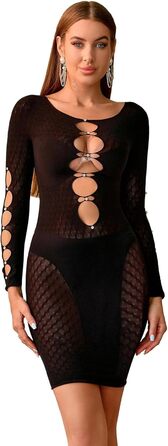 Сексуальна сукня-бодістокінг для жінок, блискуча, з вирізами та стразами, чорна