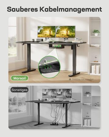 Каркас столу Marsail з регульованою висотою, електричні ніжки столу з потужним двигуном, максимальне навантаження 176 фунтів, для різних робочих столів, регульовані ніжки столу, лише каркас