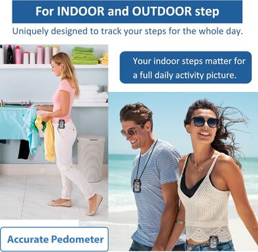 Крокомір із пристібкою для кроків, миль та калорій Працює окремо або з додатковим додатком Точний фітнес-трекер для приміщень та вулиці для чоловіків, жінок та людей похилого віку, 3D-