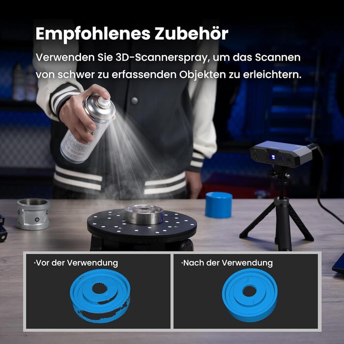 Ручний 3D-сканер Revopoint MINI 2 для 3D-друку, точність 0,02 мм, 16 кадрів в секунду, промислове блакитне світло, кольоровий скан