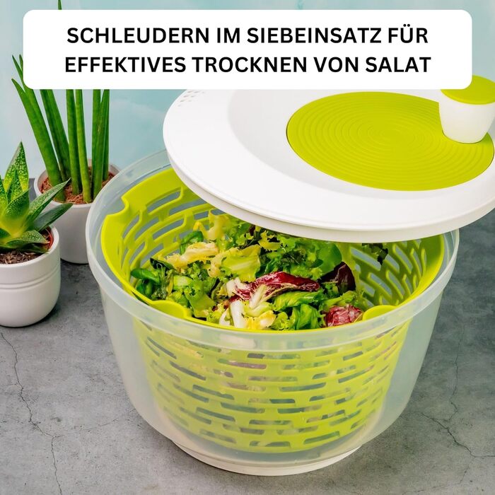 Спінер для салату Westmark, місткість 4,4 л, ø 23,5 см, пластик, без бісфенолу А, spinderella, колір прозорий/білий/зелений, 24302