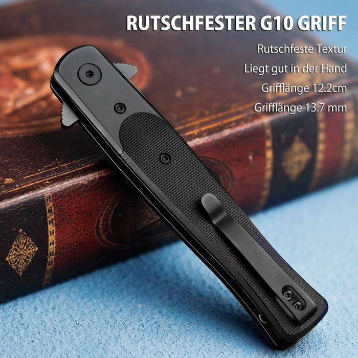 Складний ніж NedFoss MERMAID, кишеньковий ніж зі сталі D2 9,8 см з рукояткою G10, одноручний ніж з лайнерним замком і шарикопідшип