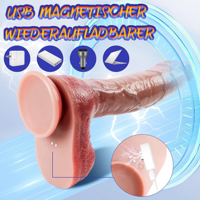 Великий реалістичний вібратор Kexyz, 25 см, з присоском, 9 режимів вібрації та 3 режими імпульсів, 360° обертання