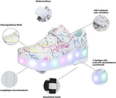 Роликові ковзани HUSKSWARE, взуття для хлопчиків та дівчаток, 4 колеса, взуття для скейтбордингу, регульоване, дитяче взуття з колесами, чорно-біле, розміри 28-40 EU, 668 білий, 2 колеса, розмір 31 EU