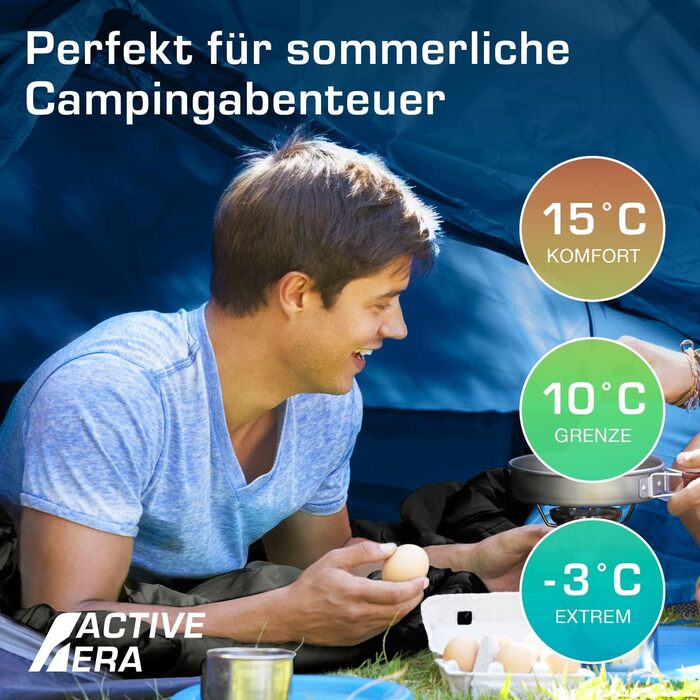 Спальний мішок Active Era Blanket - Спальний мішок, від -3C до 15C Літо, весна, осінь - Легкий спальний мішок для використання на вулиці та в приміщенні, чорний