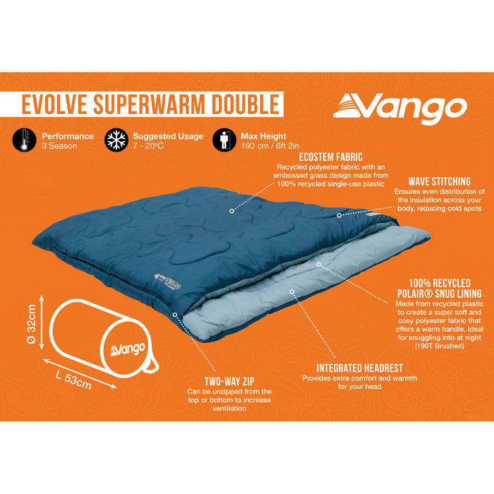 Спальний мішок Vango Evolve Superwarm Double/+2°C Moroccan Blue Twin (SBREVOLVEM23S68)