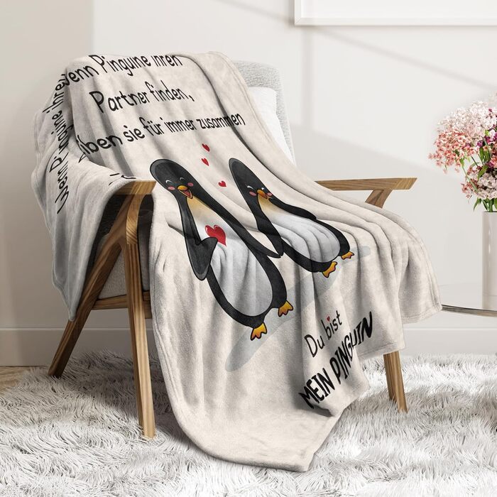 Подарунок на День святого Валентина для нього/неї, подарунки &quotЯ тебе кохаю&quot для жінок та чоловіків, персоналізована ковдра з пінгвіном, для партнера, подарунок на річницю для нього/неї, подарунок на День святого Валентина 157x132 см