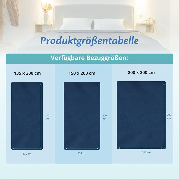 Підковдра Ella для обтяженої ковдри 135x200 см Виготовлена зі 100 бавовни - Підходить для обтяжених ковдр вагою 7 кг та 9 кг Темно-синя 135x200 см