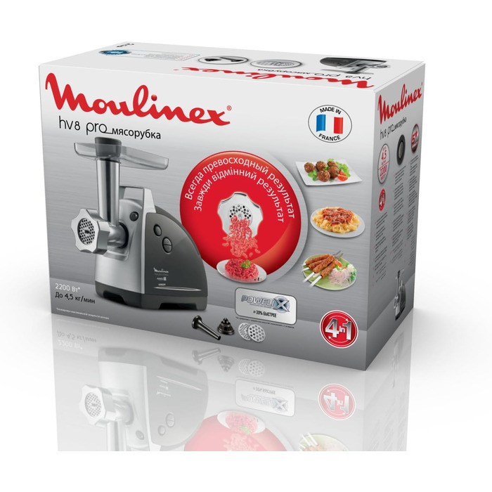 М'ясорубка Moulinex ME6868 Meat Miner М'ясорубка Moulinex ME6868 2200 Вт 4 аксесуари в комплекті безпечна система реверсу чорний /