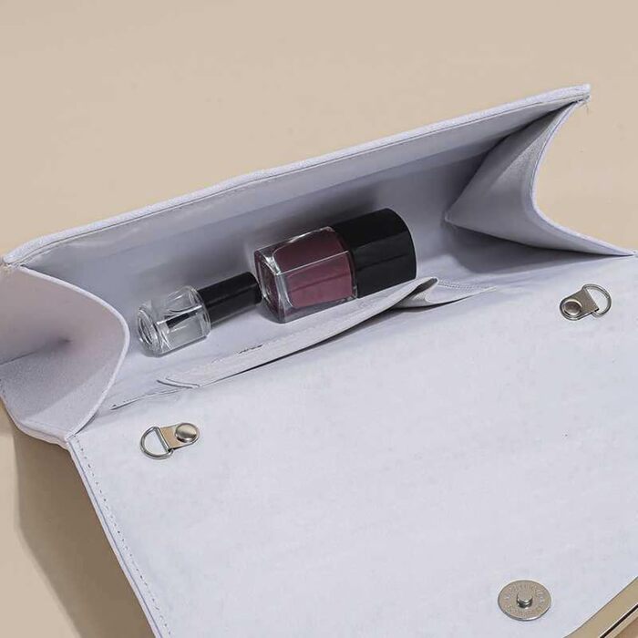 Жіноче блискуче клатч, елегантна вечірня сумочка зі знімним ланцюжком. Весільна сумочка через плече, кросбоді, для святкових заходів, банкетів, вечірок. Білий колір.