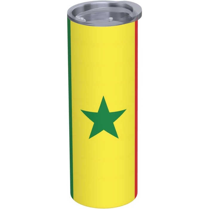Кружка з прямою трубочкою, дизайн прапор Сенегалу, друк, підходить для кемпінгу, офісу та дому, 590 мл