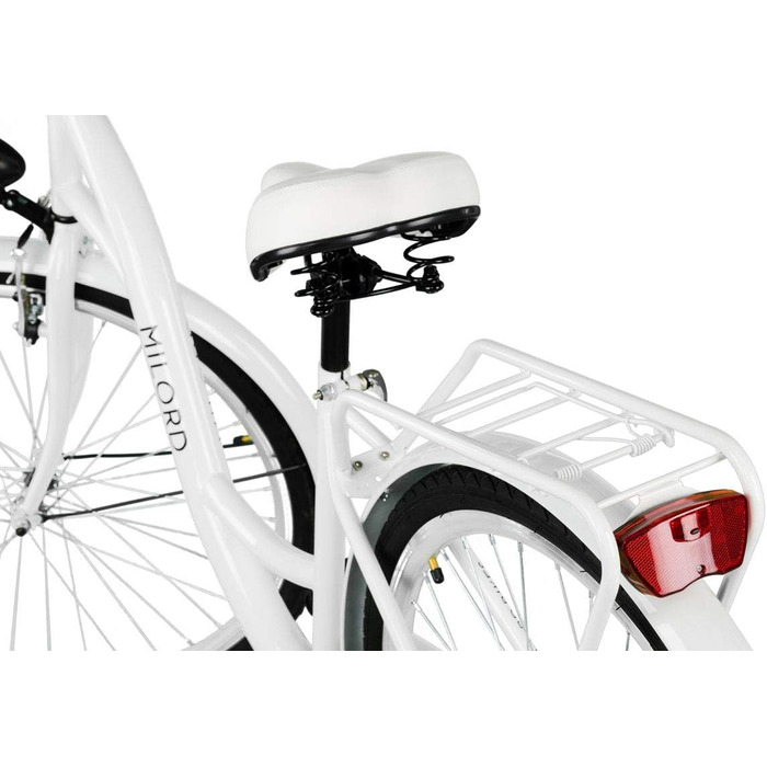 Комфортний велосипед із заднім багажником, голландський велосипед, жіночий велосипед, 1 швидкість, білий, 26 дюймів