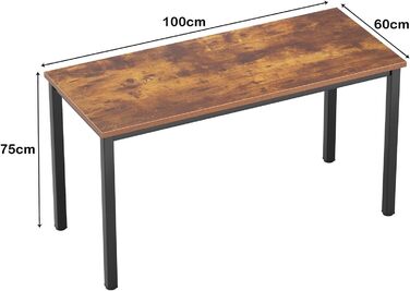 Комп&39ютерний стіл 100 x 60 x 75 см Офісний стіл Робоча станція для домашнього офісу, Обідній стіл Конференц-стіл 100 x 60 см Ретро та Чорний