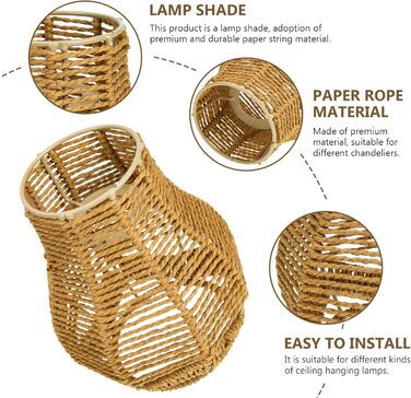 Ротанговий абажур для підвісних світильників Заміна плетеного абажура Маленька підвісна люстра Лампи Абажур для спальні Вітальні Передпокій Обідній стіл (хакі