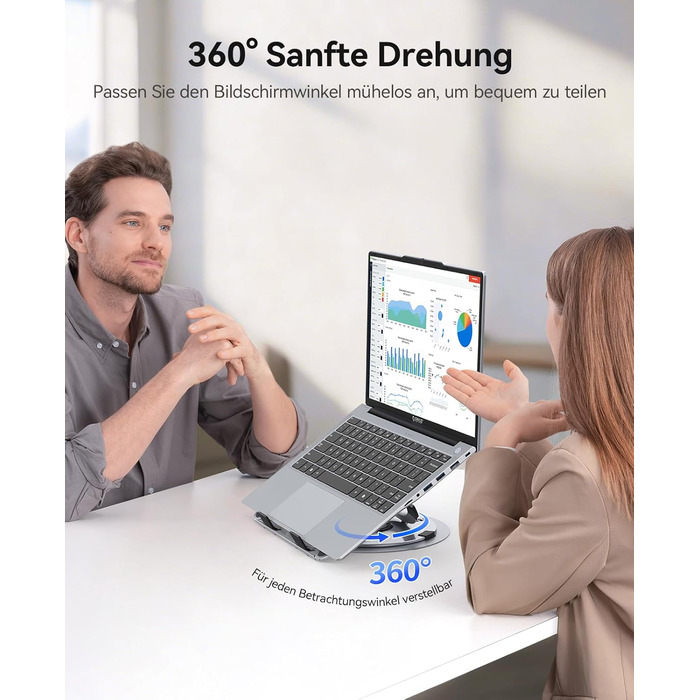 Основа для ноутбука ORICO NS1 срібляста регульована висота, алюмінієвий корпус, охолодження та поворотна база 360, ергономічний складаний стенд для ноутбуків 10-17 дюймів