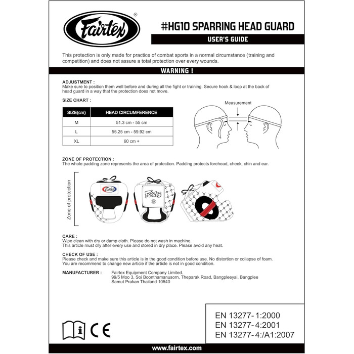 Шолом Fairtex Sparring HG10 білий/чорний L