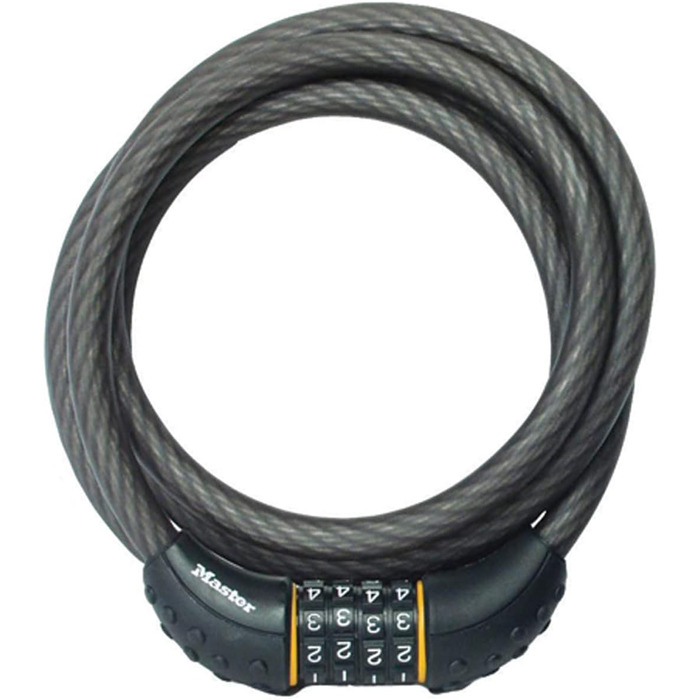 Тросовий замок Master Lock 8122D, налаштуйте власний велосипедний замок з цифровою комбінацією, довжина 1,8 м, чорний