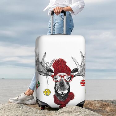 Чохол для валізи Веселий Олень, захисний, еластичний, для валіз розміром 45.7-81.3 см, Чорний, Великий