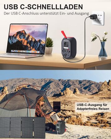 Портативна електростанція ELECAENTA з акумулятором LiFePO4 потужністю 99 Втгод, сонячним генератором 120 Вт та резервним акумулятором PD 30 Вт/AC/DC для подорожей, кемпінгу на природі та надзвичайних ситуацій SG120