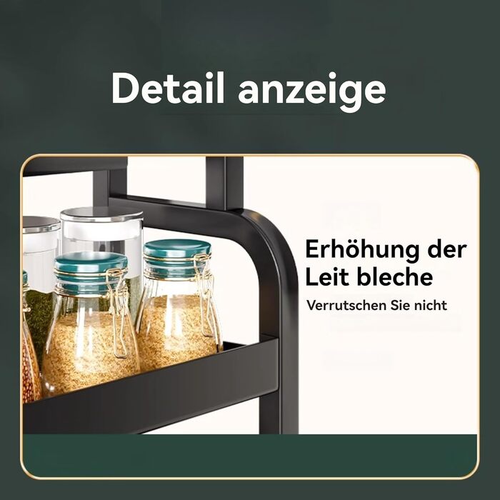 Постійна полиця для спецій з 3 ярусами, підставка для спецій з нержавіючої сталі, органайзер для спецій великої місткості, чорна кухонна полиця, для зберігання на кухонній стільниці, 3 яруси, стояча, чорний колір