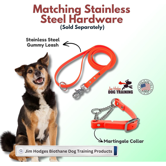 Нашийник-мартингал для собак, Biothane, фурнітура з нержавіючої сталі, проти висмикування, професійна якість, розмір M, помаранчево-червоний у зигзаг (Sunset Chevron), середній розмір