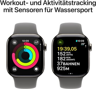 Розумний годинник Apple Watch Series 10 (GPS Cellular 42 мм) з корпусом з натурального титану та спортивним ремінцем кольору кам&39яного сірого (M/L). Фітнес-трекер, додаток ЕКГ, завжди ввімкнений дисплей Retina, водонепроникний. Спортивний ремінець, корп