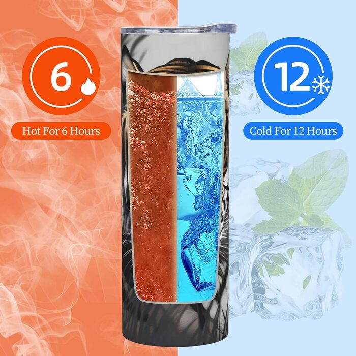 Кружка з прямою трубочкою, дизайн Тигр у спокої, з принтом, підходить для кемпінгу, офісу та дому, 590 мл