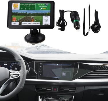Автомобільний GPS-навігатор Gdfnmogo з великим 5-дюймовим дисплеєм, сенсорним екраном, оснащений великою пам&39яттю, з дисплеєм, кронштейном, кабелем передачі даних, кабелем живлення